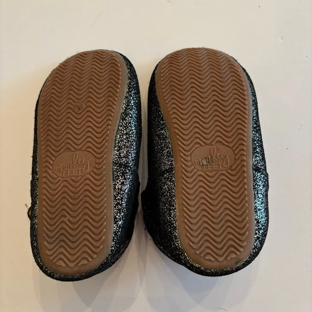 Monkey Feet Black Sparkle T-Bar Mary Jane Shoes Size 2-3Y